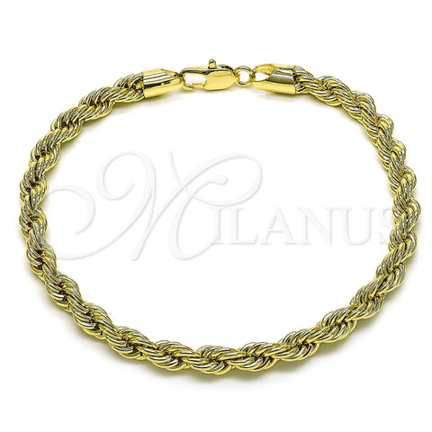 Oro Laminado Basic Anklet, Gold Filled Style Rope Design, Polished, Golden Finish, 04.213.0206.10 (06 MM Thickness, 10 Inches Length)