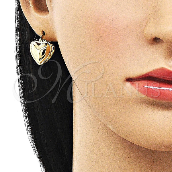 Gold Filled Hoop Earrings — Small Hoop Heart Design Polished 02. — alternate product view — SKU 156529 | Oro Laminado aretes de aro — Small Hoop corazón diseño pulido 02. — SKU 156529