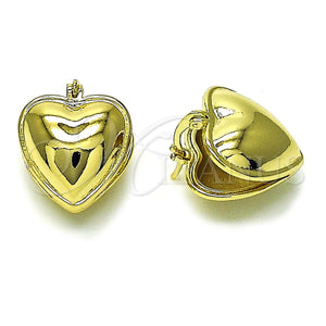 Gold Filled Hoop Earrings — Small Hoop Heart Design Polished 02. — main product view — SKU 156529 | Oro Laminado aretes de aro — Small Hoop corazón diseño pulido 02. — SKU 156529
