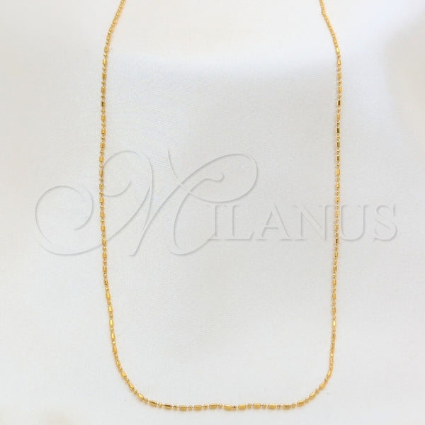 Oro Laminado Basic Necklace, Gold Filled Style Ball Design, Polished, Golden Finish, 04.09.0003.18 (01 MM Thickness, 18 Inches Length)