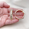 Oro Laminado Huggie Hoop, Gold Filled Style Twist Design, with White Micro Pave, Polished, Golden Finish, 02.204.0028.40