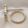 Oro Laminado Huggie Hoop, Gold Filled Style Twist Design, with White Micro Pave, Polished, Golden Finish, 02.204.0028.40