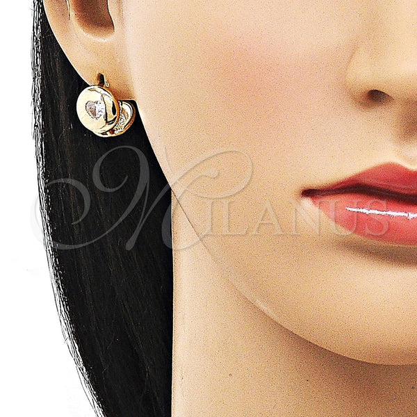 Gold Filled Hoop Earrings — Huggie Hoop Heart Design with White Cubic Zirconia — alternate product view — SKU 156539 | Oro Laminado aretes de aro — Huggie Hoop corazón diseño with blanco Cubic Zirconia — SKU 156539