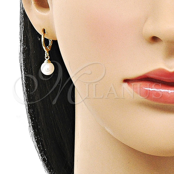 Gold Filled Ring — Dangle Earring Ball Design with Ivory Mother of — alternate product view — SKU 156543 | Oro Laminado anillo — Dangle Earring Ball diseño with Ivory Mother of — SKU 156543