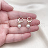Oro Laminado Dangle Earring, Gold Filled Style Ball Design, with Ivory Mother of Pearl, Polished, Golden Finish, 02.213.0723
