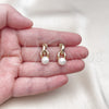 Oro Laminado Stud Earring, Gold Filled Style Ball Design, with Ivory Mother of Pearl, Polished, Golden Finish, 02.213.0729