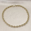 Oro Laminado Fancy Anklet, Gold Filled Style Puff Mariner Design, Polished, Golden Finish, 03.213.0233.10 (05 MM Thickness, 10 Inches Length)