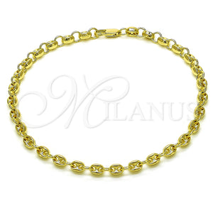 Gold Filled Anklet — Fancy Anklet Puff Mariner Design Polished 03. Thickness — main product view — SKU 156577 | Oro Laminado tobillera — elegante Anklet Puff Mariner diseño pulido 03. Thickness — SKU 156577