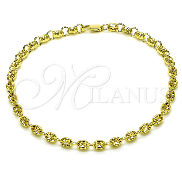 Gold Filled Anklet — Fancy Anklet Puff Mariner Design Polished 03. Thickness — main product view — SKU 156577 | Oro Laminado tobillera — elegante Anklet Puff Mariner diseño pulido 03. Thickness — SKU 156577
