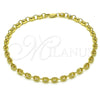 Oro Laminado Fancy Anklet, Gold Filled Style Puff Mariner Design, Polished, Golden Finish, 03.213.0233.10 (05 MM Thickness, 10 Inches Length)