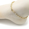 Oro Laminado Fancy Anklet, Gold Filled Style Puff Mariner Design, Polished, Golden Finish, 03.213.0234.10