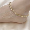 Oro Laminado Fancy Anklet, Gold Filled Style Puff Mariner Design, Polished, Golden Finish, 03.213.0234.10 (Thickness, 10 Inches Length)