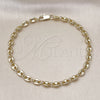 Oro Laminado Fancy Anklet, Gold Filled Style Puff Mariner Design, Polished, Golden Finish, 03.213.0234.10 (Thickness, 10 Inches Length)