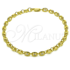 Gold Filled Anklet — Fancy Anklet Puff Mariner Design Polished 03. Thickness — main product view — SKU 156578 | Oro Laminado tobillera — elegante Anklet Puff Mariner diseño pulido 03. Thickness — SKU 156578