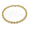 Oro Laminado Fancy Anklet, Gold Filled Style Puff Mariner Design, Polished, Golden Finish, 03.213.0234.10 (Thickness, 10 Inches Length)