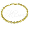 Oro Laminado Fancy Anklet, Gold Filled Style Puff Mariner Design, Polished, Golden Finish, 03.213.0234.10 (Thickness, 10 Inches Length)