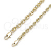 Oro Laminado Fancy Anklet, Gold Filled Style Puff Mariner Design, Polished, Golden Finish, 03.213.0234.10 (Thickness, 10 Inches Length)