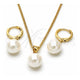 Oro Laminado Earring and Pendant Adult Set, Gold Filled Style Ball Design, with Ivory Mother of Pearl, Polished, Golden Finish, 10.213.0025