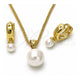 Oro Laminado Earring and Pendant Adult Set, Gold Filled Style Ball Design, with Ivory Mother of Pearl, Polished, Golden Finish, 10.213.0026