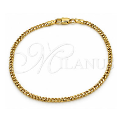 Oro Laminado Basic Bracelet, Gold Filled Style Miami Cuban Design, Polished, Golden Finish, 04.213.0335.07 (0.60 Gauge, 03 MM Thickness, 8 Inches Length)