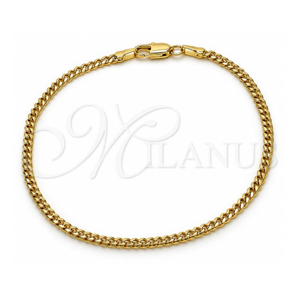 Oro Laminado Basic Bracelet, Gold Filled Style Miami Cuban Design, Polished, Golden Finish, 04.213.0335.07 (0.60 Gauge, 03 MM Thickness, 8 Inches Length)