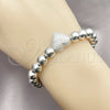 Rhodium Gold Filled Fancy Bracelet, Heart and Ball Design, Matte Finish, Rhodium Finish, 03.341.0230.1.07 (08 MM Thickness, 8 Inches Length)
