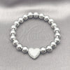 Rhodium Gold Filled Fancy Bracelet, Heart and Ball Design, Matte Finish, Rhodium Finish, 03.341.0230.1.07 (08 MM Thickness, 8 Inches Length)