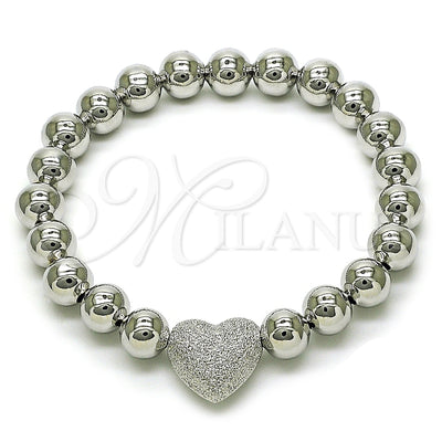 Rhodium Gold Filled Fancy Bracelet, Heart and Ball Design, Matte Finish, Rhodium Finish, 03.341.0230.1.07 (08 for wholesale, main product view