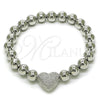 Rhodium Gold Filled Fancy Bracelet, Heart and Ball Design, Matte Finish, Rhodium Finish, 03.341.0230.1.07 (08 MM Thickness, 8 Inches Length)