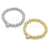 Rhodium Gold Filled Fancy Bracelet, Heart and Ball Design, Matte Finish, Rhodium Finish, 03.341.0230.1.07 (08 MM Thickness, 8 Inches Length)