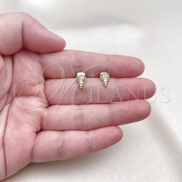 Gold Filled Ring — Stud Earring Ice Cream Design with White Micro — alternate product view — SKU 156596 | Oro Laminado anillo — Stud Earring Ice Cream diseño with blanco Micro — SKU 156596