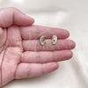 Oro Laminado Stud Earring, Gold Filled Style Guadalupe Design, with White Micro Pave, Polished, Golden Finish, 02.341.0221