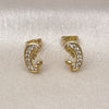 Oro Laminado Stud Earring, Gold Filled Style Guadalupe Design, with White Micro Pave, Polished, Golden Finish, 02.341.0221