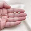 Oro Laminado Stud Earring, Gold Filled Style Star Design, with White Micro Pave, Polished, Golden Finish, 02.341.0223