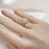 Oro Laminado Multi Stone Ring, Gold Filled Style Heart and Baguette Design, with White Cubic Zirconia and White Micro Pave, Polished, Golden Finish, 01.341.0160 (One size fits all)