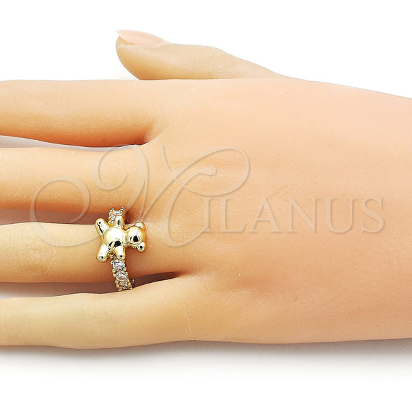 Gold Filled Ring — Multi Stone Ring Teddy Bear Design with White — alternate product view — SKU 156605 | Oro Laminado anillo — Multi Stone Ring Teddy Bear diseño with blanco — SKU 156605