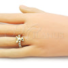 Oro Laminado Multi Stone Ring, Gold Filled Style Teddy Bear Design, with White Cubic Zirconia, Polished, Golden Finish, 01.341.0162 (One size fits all)