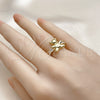 Oro Laminado Multi Stone Ring, Gold Filled Style Teddy Bear Design, with White Cubic Zirconia, Polished, Golden Finish, 01.341.0162 (One size fits all)