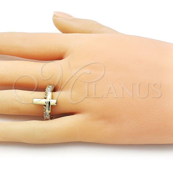 Gold Filled Ring — Multi Stone Ring Cross Design with White Cubic — alternate product view — SKU 156606 | Oro Laminado anillo — Multi Stone Ring cruz diseño with blanco Cubic — SKU 156606