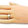 Oro Laminado Multi Stone Ring, Gold Filled Style Heart Design, with White Cubic Zirconia, Polished, Golden Finish, 01.341.0154.1 (One size fits all)
