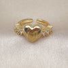 Oro Laminado Multi Stone Ring, Gold Filled Style Heart Design, with White Cubic Zirconia, Polished, Golden Finish, 01.341.0154.1 (One size fits all)