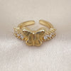 Oro Laminado Multi Stone Ring, Gold Filled Style Butterfly Design, with White Cubic Zirconia, Polished, Golden Finish, 01.341.0144.1 (One size fits all)