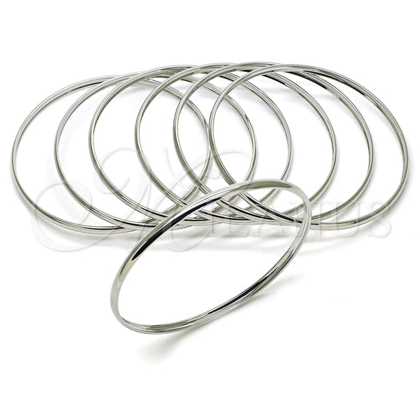 White Gold Filled Semanario Bangle, Charm Bar Design, Polished, Rhodium Finish, 07.298.0001.1.05 (03 MM Thickness, Size 5 (2.50 Diameter))
