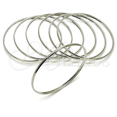 White Gold Filled Semanario Bangle, Charm Bar Design, Polished, Rhodium Finish, 07.298.0001.1.06 (03 MM Thickness, Size 6 (2.75 Diameter))