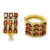 Oro Laminado Huggie Hoop, Gold Filled Style with Garnet Cubic Zirconia, Polished, Golden Finish, 02.210.0862.3.18
