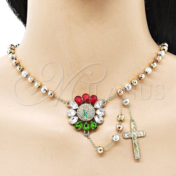 Gold Filled Jewelry — Medium Rosary San Judas Design with Multicolor Crystal — alternate product view — SKU 156650 | Oro Laminado joyería — Medium Rosary San Judas diseño with Multicolor cristal — SKU 156650