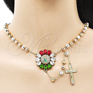 Gold Filled Jewelry — Medium Rosary San Judas Design with Multicolor Crystal — alternate product view — SKU 156650 | Oro Laminado joyería — Medium Rosary San Judas diseño with Multicolor cristal — SKU 156650