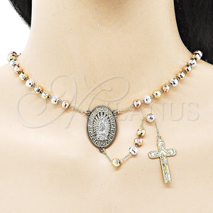 Gold Filled Jewelry — Medium Rosary Guadalupe and Greek Key Design Diamond — alternate product view — SKU 156651 | Oro Laminado joyería — Medium Rosary Guadalupe and Greek Key diseño Diamond — SKU 156651