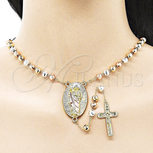 Gold Filled Jewelry — Medium Rosary San Judas and Disco Design Diamond — alternate product view — SKU 156653 | Oro Laminado joyería — Medium Rosary San Judas and Disco diseño Diamond — SKU 156653