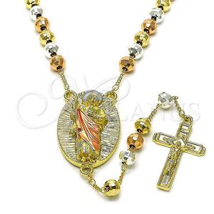 Gold Filled Jewelry — Medium Rosary San Judas and Disco Design Diamond — main product view — SKU 156653 | Oro Laminado joyería — Medium Rosary San Judas and Disco diseño Diamond — SKU 156653